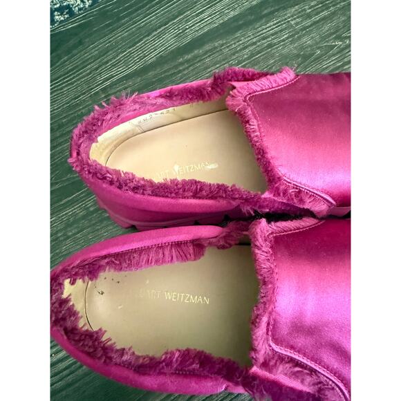 Stuart Weitzman Fringiebell Pink Van Slip on Platform Sneakers Sz. 8.5 - Picture 6 of 9